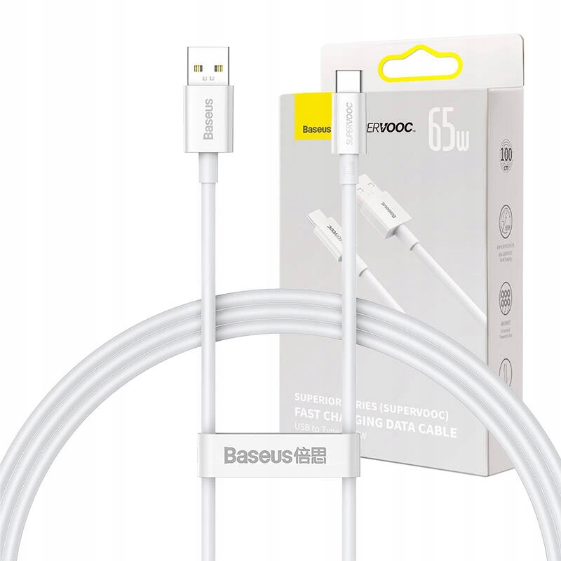 BASEUS KABEL DO TELEFONU PRZEWÓD USB DO USB TYPU C QUICK CHARGE 65W 1M