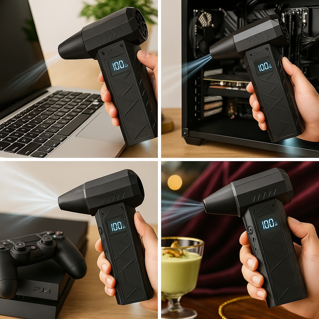 MINI DMUCHAWA DMUCHUŚ TURBO JET FAN NOWY MODEL 2025 LCD WYŚWIETLACZ Prędkość przepływu powietrza 83 km/h