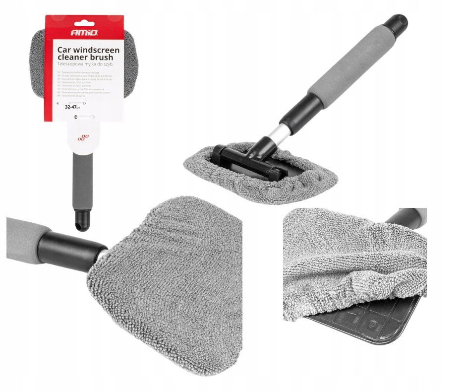 Myjka do szyb okien luster teleskopowa mikrofibra 46cm AMIO-03859