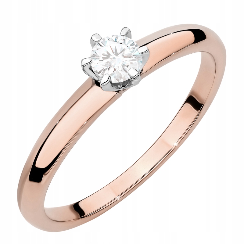 Klasický Zlatý Prstýnek pr. 585 s briliantem v tlapkách 0,25 ct 14k