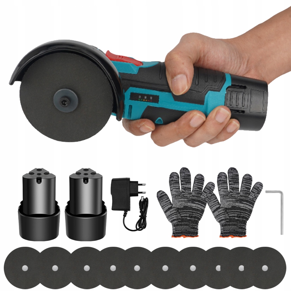 Přenosná Mini Elektrická Úhlová Bruska 800W +2X Aku 10 Kotouč 3''