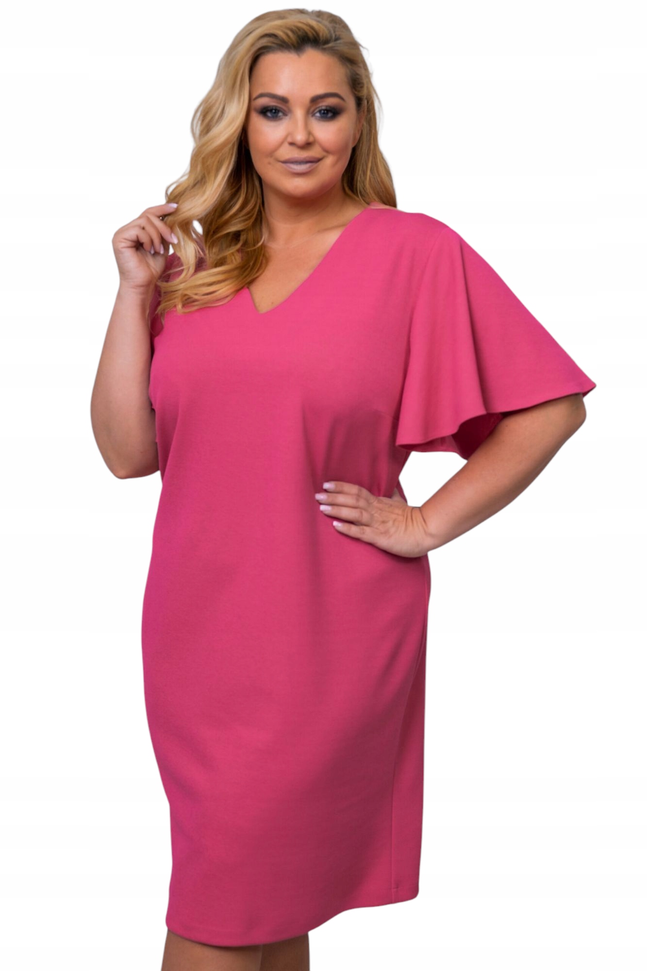 Elegantní šaty plus size velikost 46 korálová