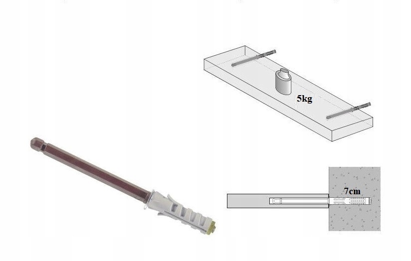 Półka ścienna samowisząca komplet 3 szt szara Zestaw półek LEWIT Marka Kobi