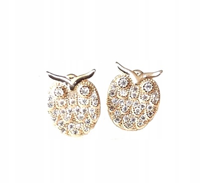 ZŁOTE KOLCZYKI SOWY SÓWKI STAL CHIRURGICZNA 316L