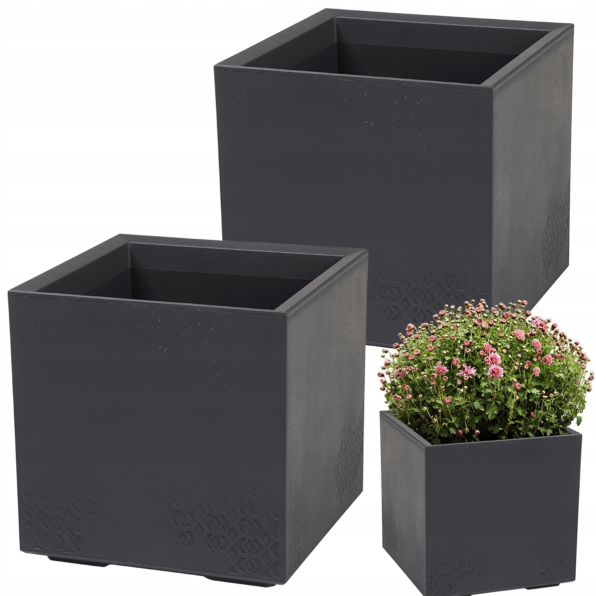 

2x Kwietnik Donica Skrzynia Beton Na Kółkach Duży