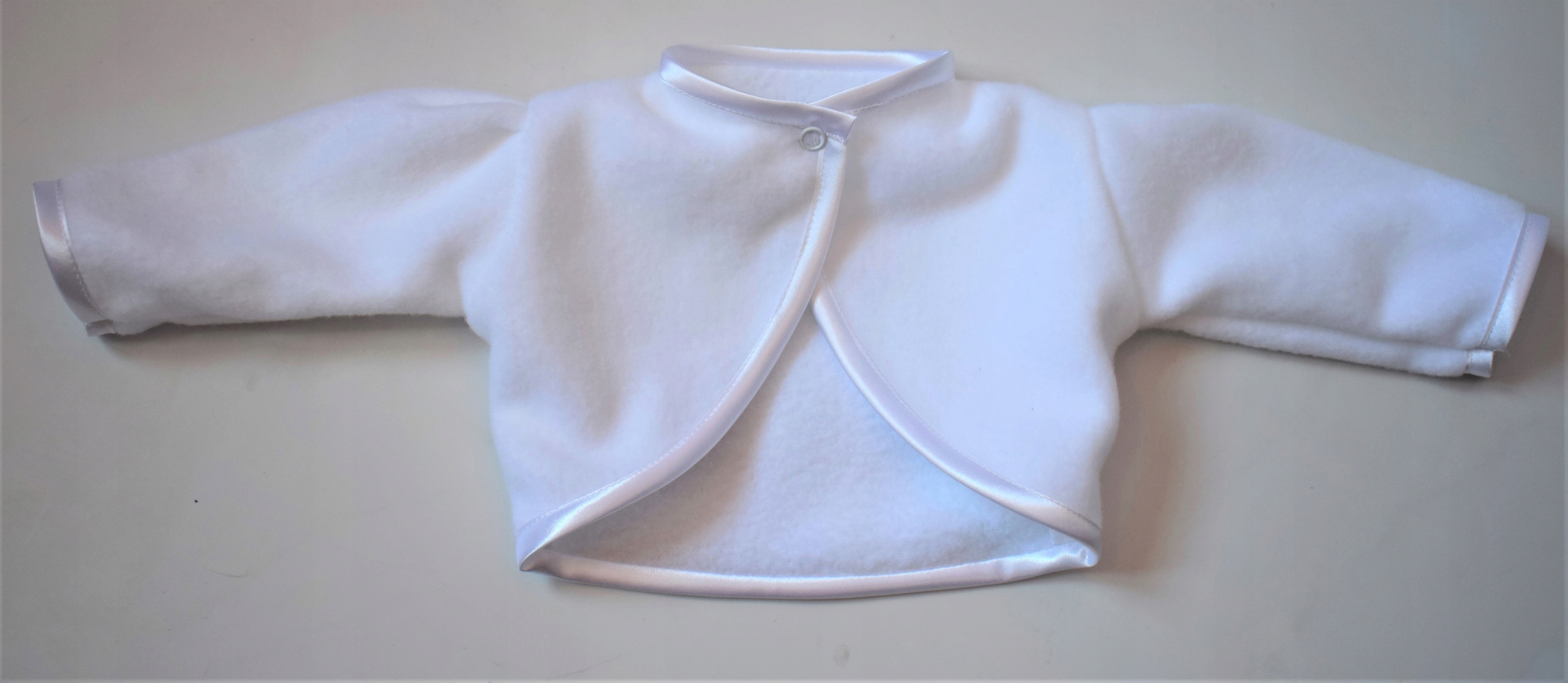 Bolerko Polarowe Białe Różowe do CHRZTU 56/62 Kolor biały