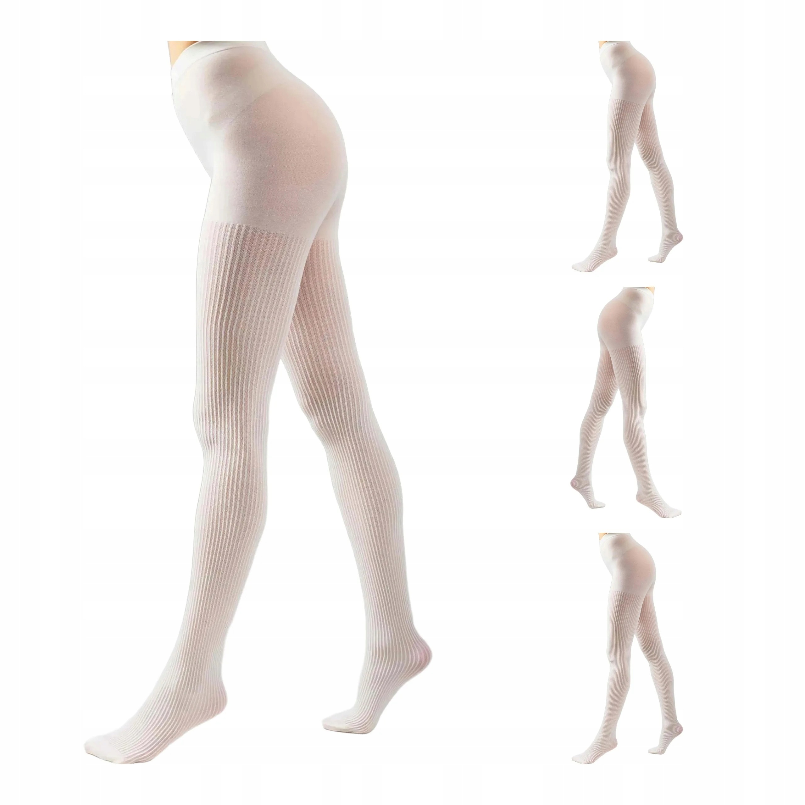4 páry Punčocháče z mikrovlákna 70 den pruhované 1944 Rib Legs 4x Panna 4-L