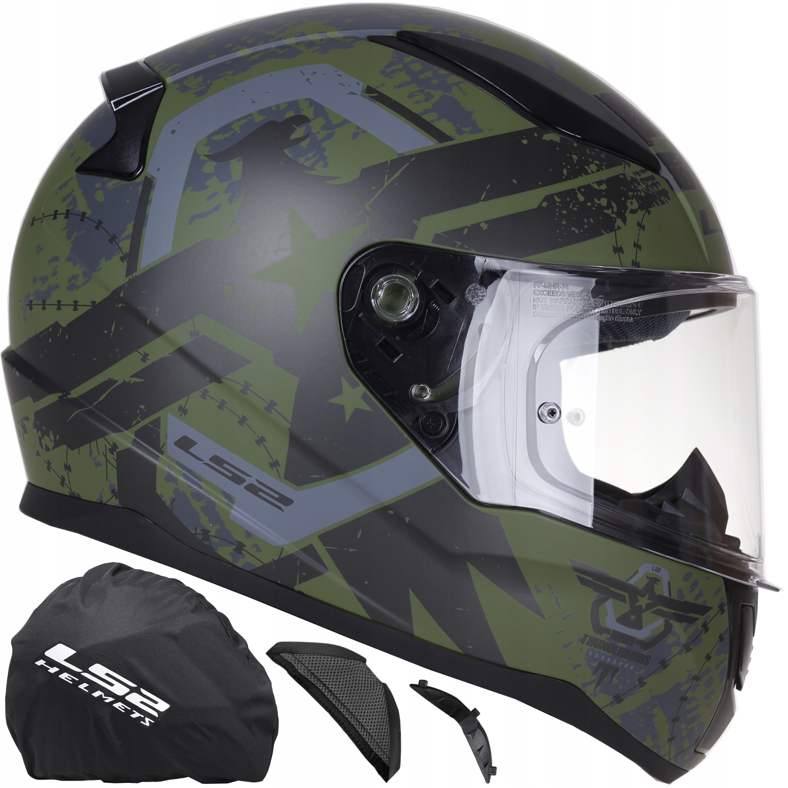 KASK MOTOCYKLOWY LS2 FF353 RAPID II Thunder Birds Military ECE 22.06