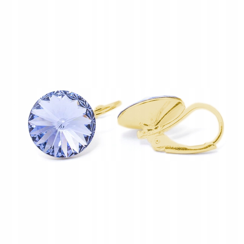 Náušnice pozlacené stříbro 925 s kr. Swarovski Rivoli 12 mm Provence Lavender