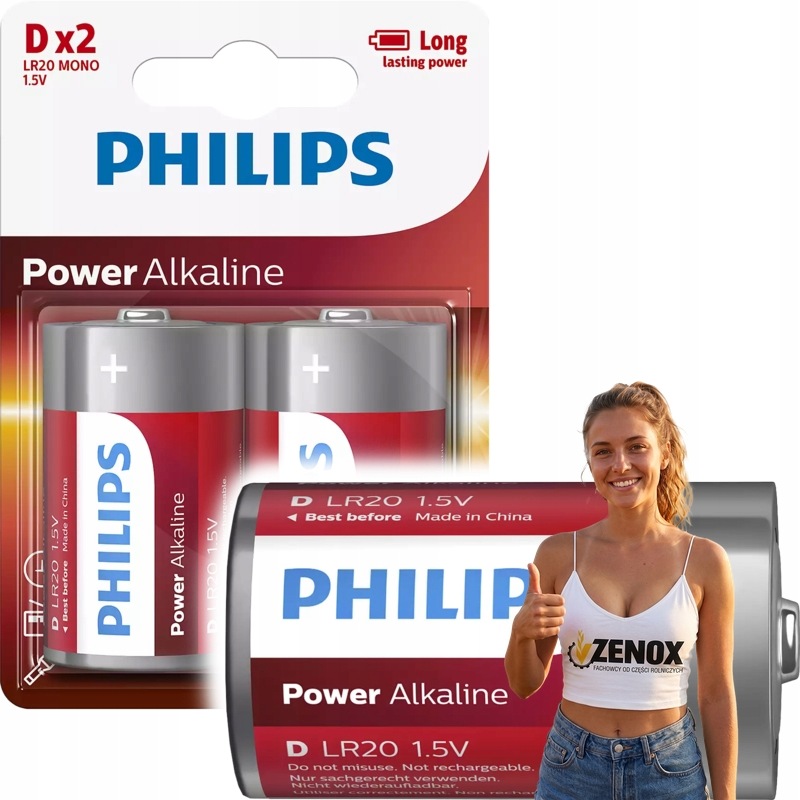 Baterie alkaliczne 1,5 V, typu D, LR20 2 szt.