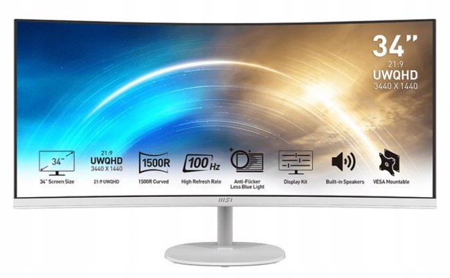 Monitor Msi Pro MP341CQW 34",LED podsvícení, Va panel, 1ms, 3000: 1, 300cd/