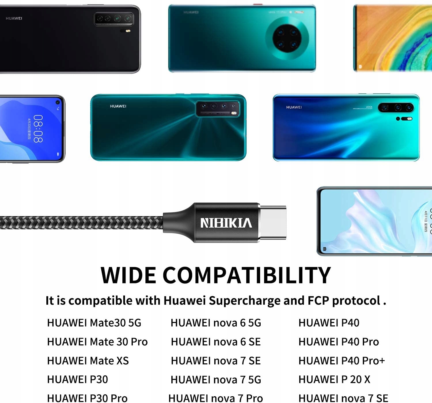 NIBIKIA kabel USB-C Typ C Quick Charge 3.0 1m Długość przewodu 1 m