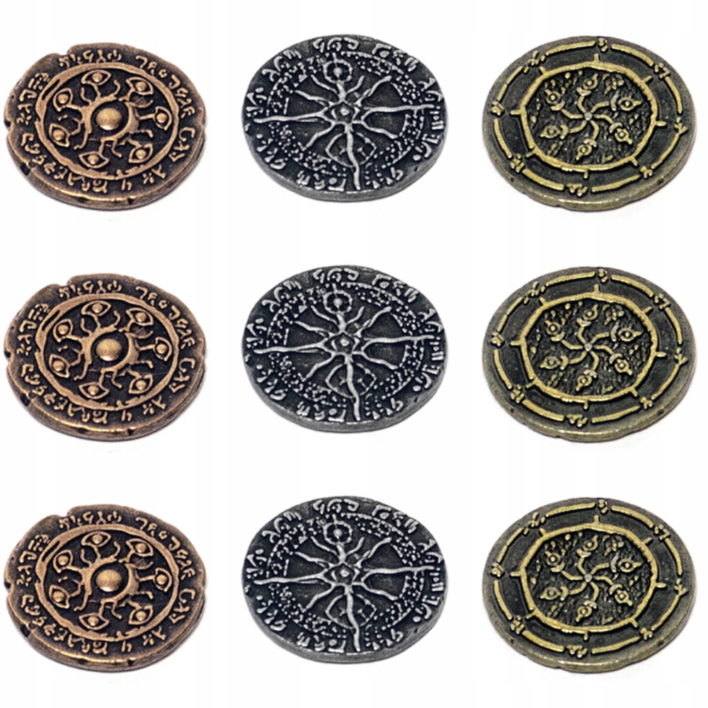 KULTYŚCI ZESTAW 9 METALOWYCH MONET LARP RPG
