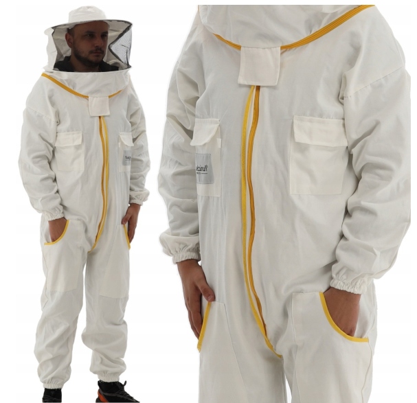 KOMBINEZON PSZCZELARSKI Z WENTYLACJĄ BAWEŁNA ODPINANY KAPELUSZ