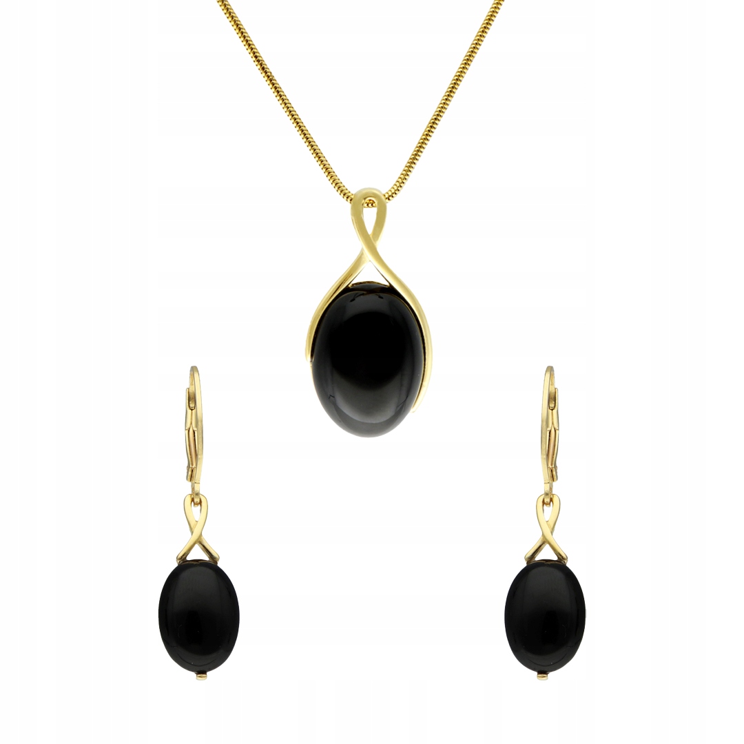 Komplet s přírodním onyxem stříbro – elegantní šperky, stříbro