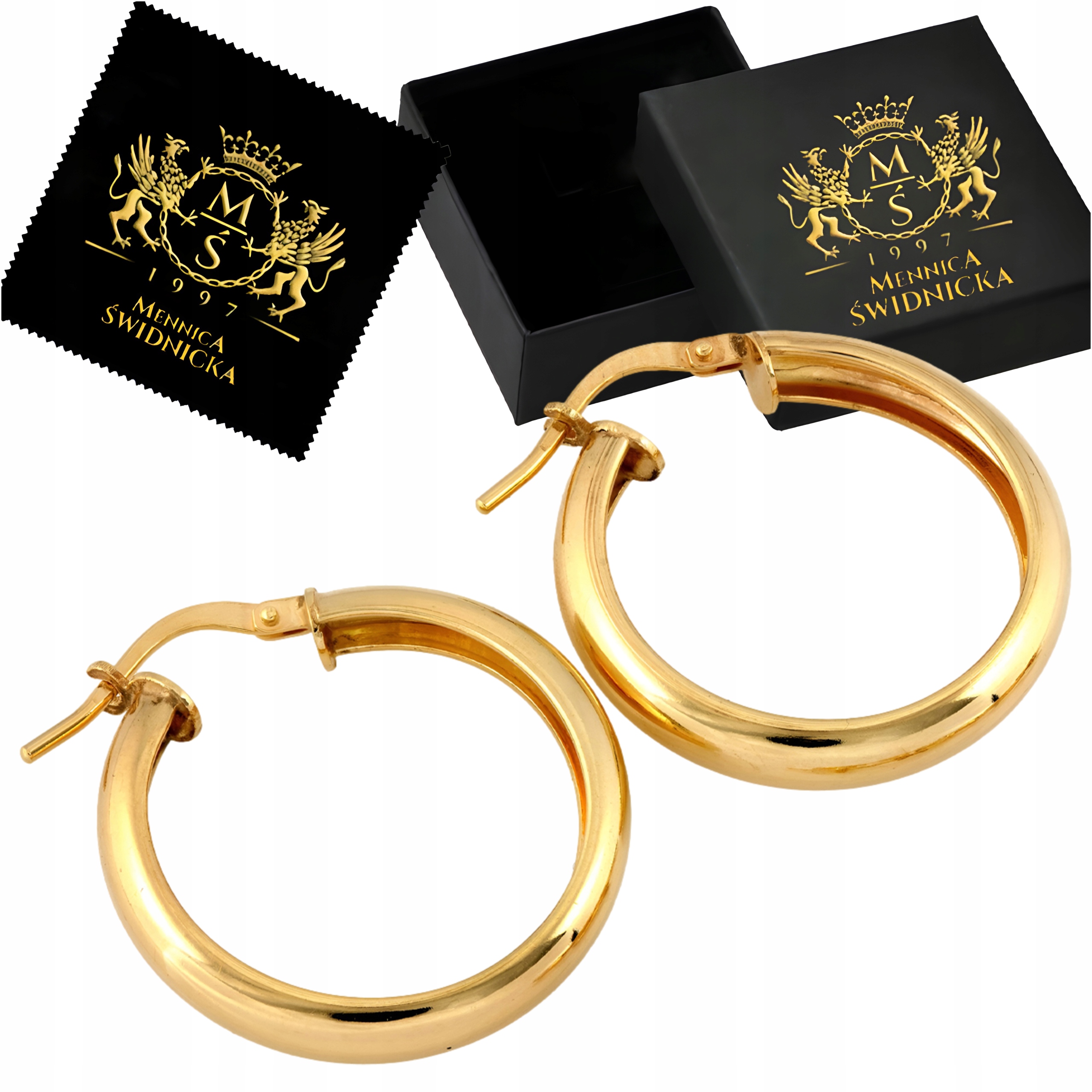 Stříbrné Náušnice Pozlacené s Anglickým Zapínáním 26 mm Stříbro 925 Dámské