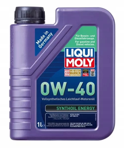 LIQUI MOLY SYNTHOIL ENERGY 0W40 A3/B4 8L Klasa lepkości SAE 0W-40