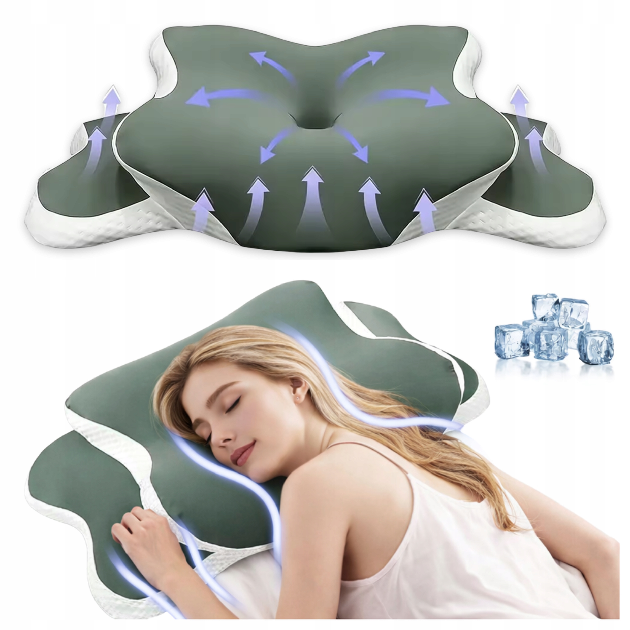 Ergonomická Chladiaca Poduška S Pamäťovou Penou Na Bolesti Chrbta A Krku