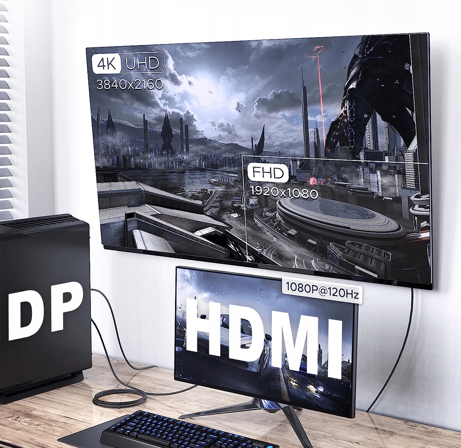 REAGLE KABEL DISPLAY PORT do HDMI DP PRO DisplayPort 4K 2K HDR PRZEWÓD 3M Stan opakowania oryginalne