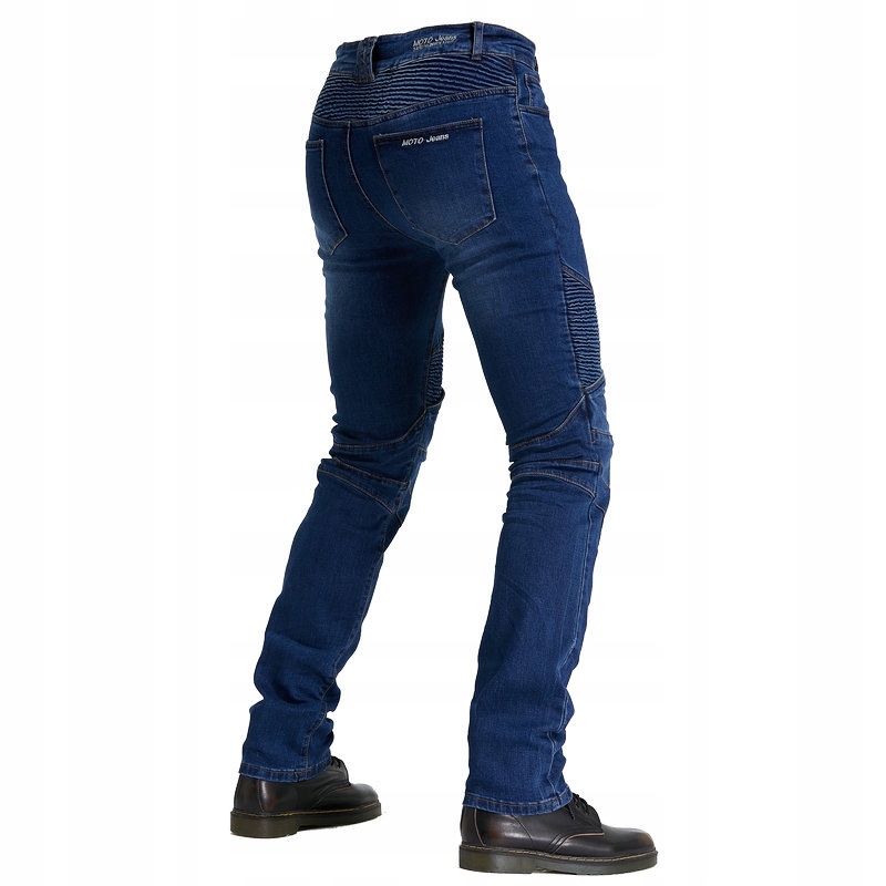 SPODNIE MOTOCYKLOWE BOJÓWKI MĘSKIE JEANSY KEVLAR Materiał jeans