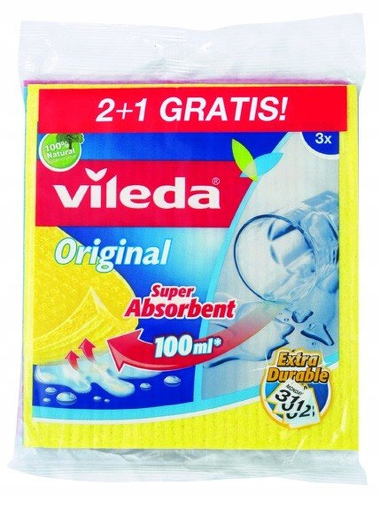 

Pucerka gąbkowa Vileda 2+1 bardzo chłonna 18x19 cm