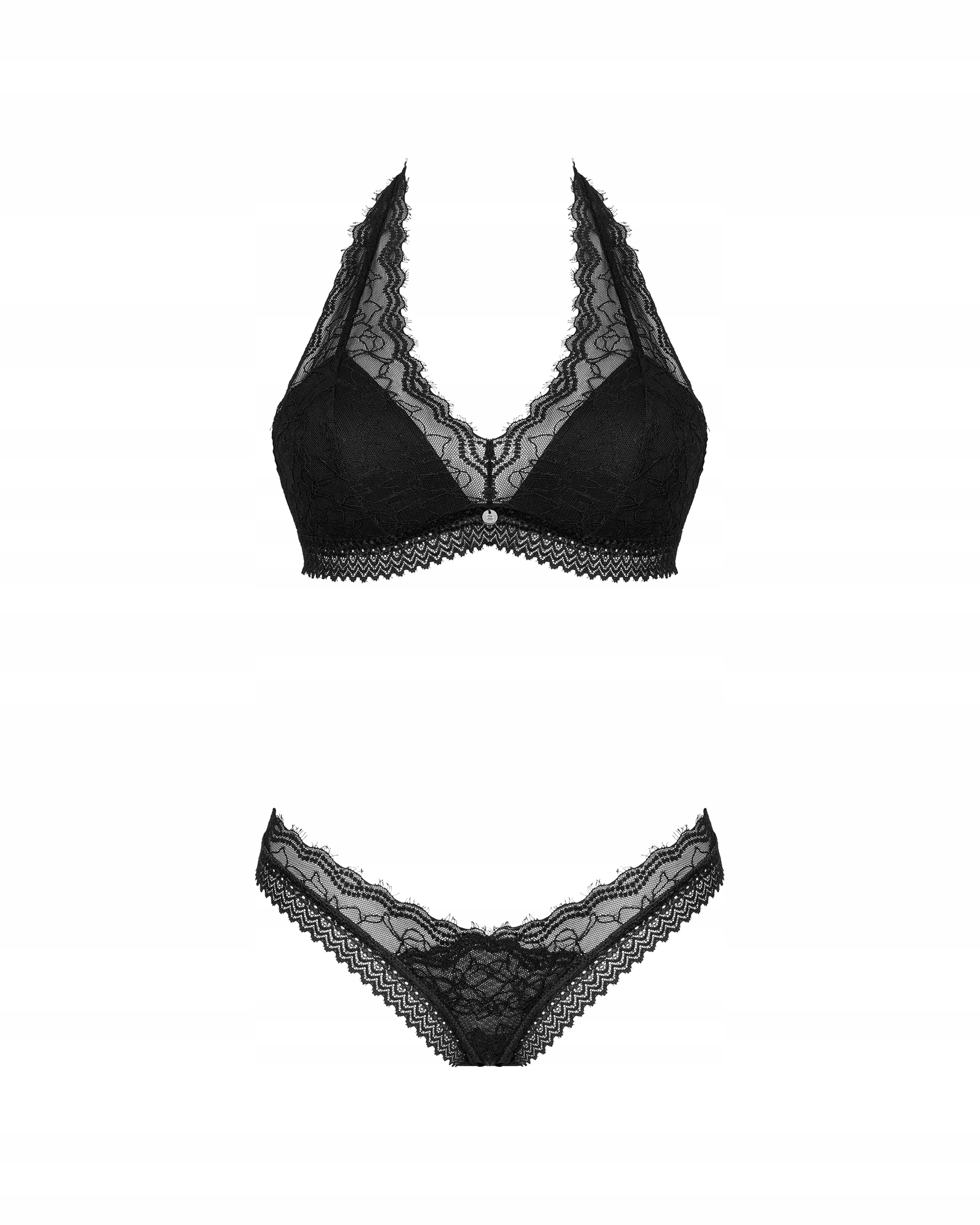 Komplet Spodního Prádla 2-DÍLNÝ, Černá Krajka, Vyztužené Košíčky Xs/s