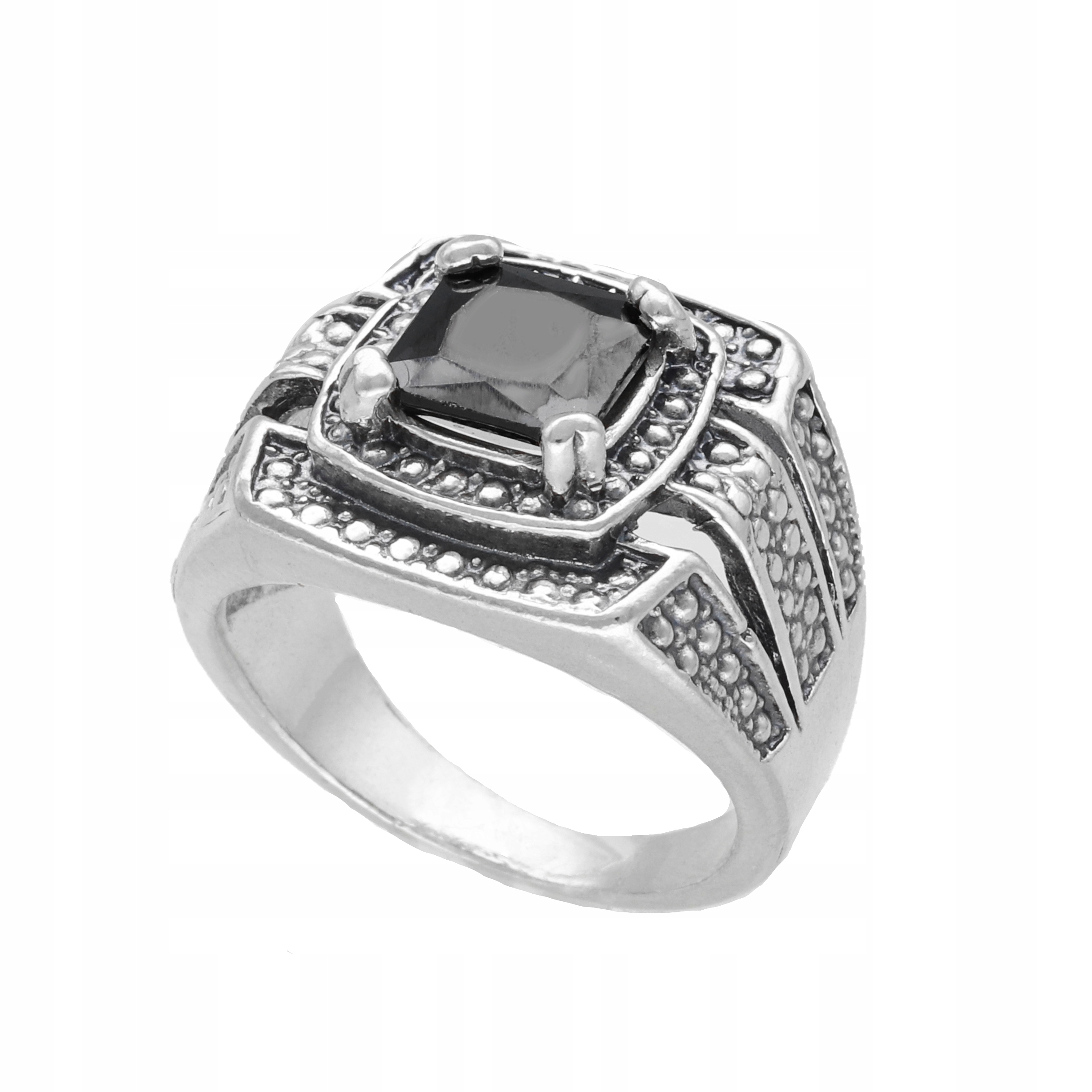 Efektní prsten s černým zirkonem stříbro vel.