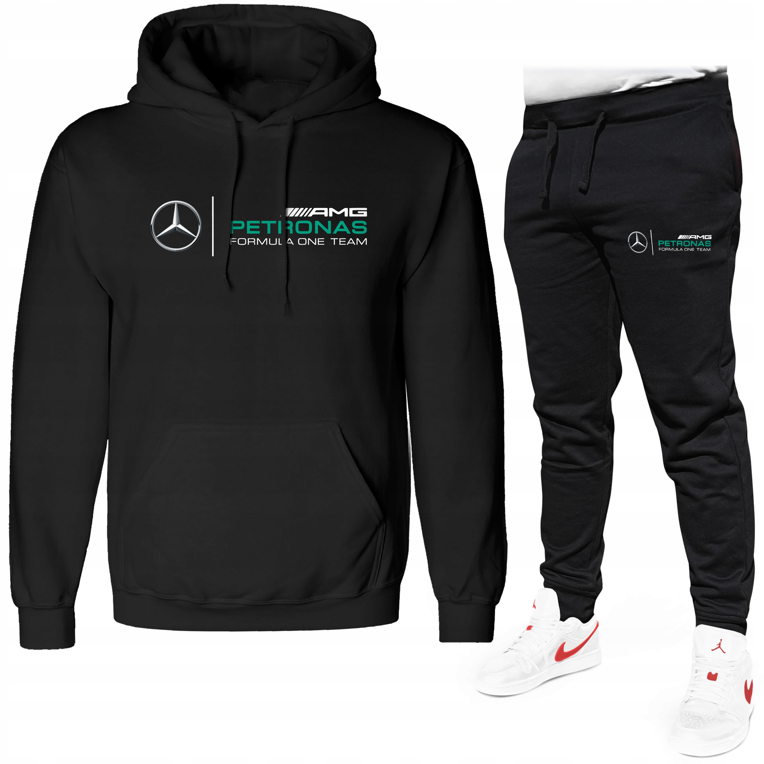 MERCEDES AMG BLUZA MĘSKA Z KAPTUREM + SPODNIE DRESOWE PETRONAS F1 ROZ XL