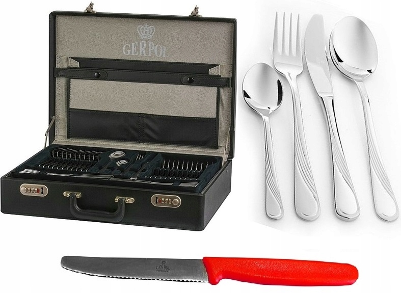 GERPOL 68 SZTUĆCE OBIADOWE VIOLINO NIERDZEWNE WALIZKA KOMPLET DLA 12 OSÓB