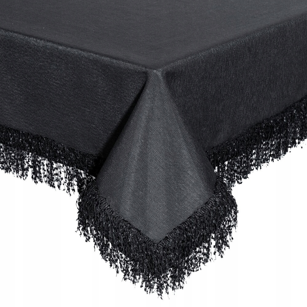 Elegantní ubrus na stůl Jasper 140x180, černý, dekorační, třásně glamour