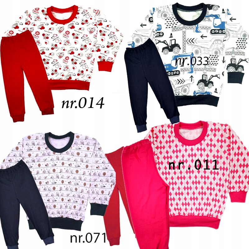 Piżamki Długi Rękaw 100% bawełna POLSKIE 128 cm Długość spodni długie