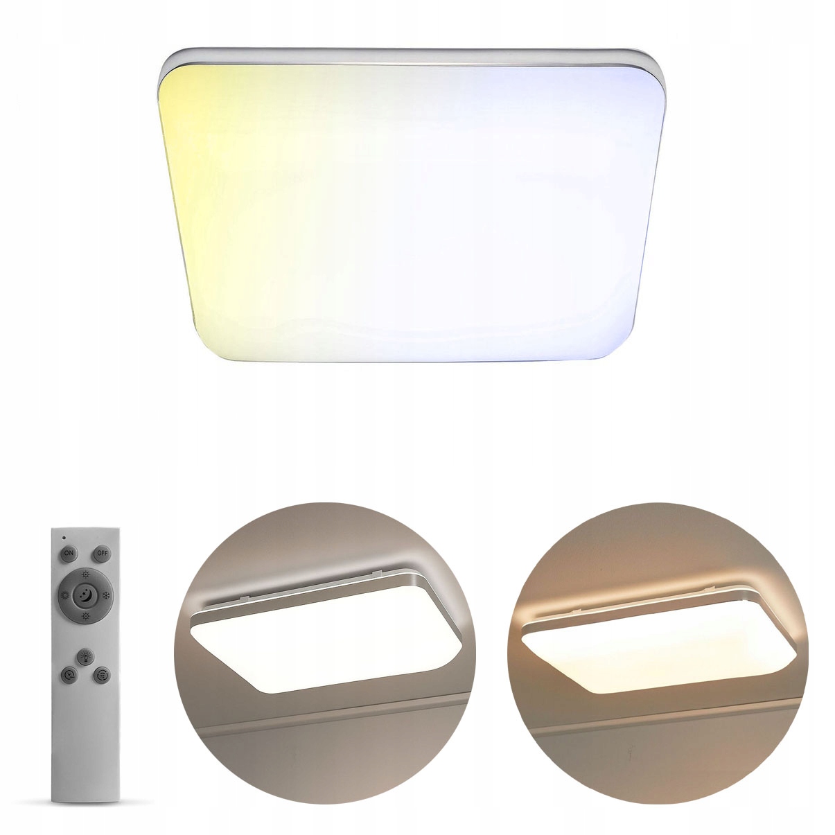 Lampa sufitowa duży plafon Led 42W na pilota Zmienna Barwa Salon Sypialnia