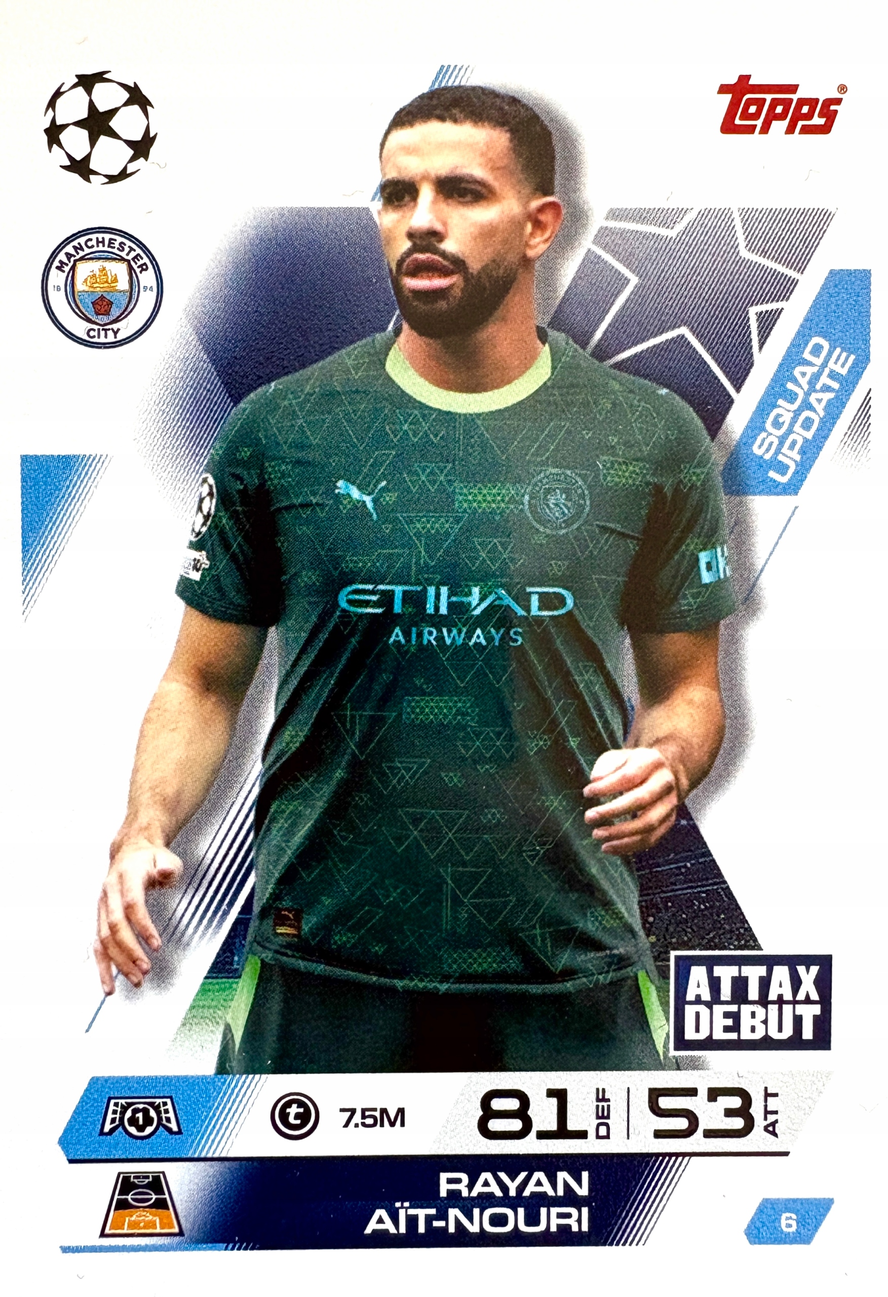 Topps Match Attax Extra 2025/26 2026 Attax Debut 6 Ait-nouri Manchester