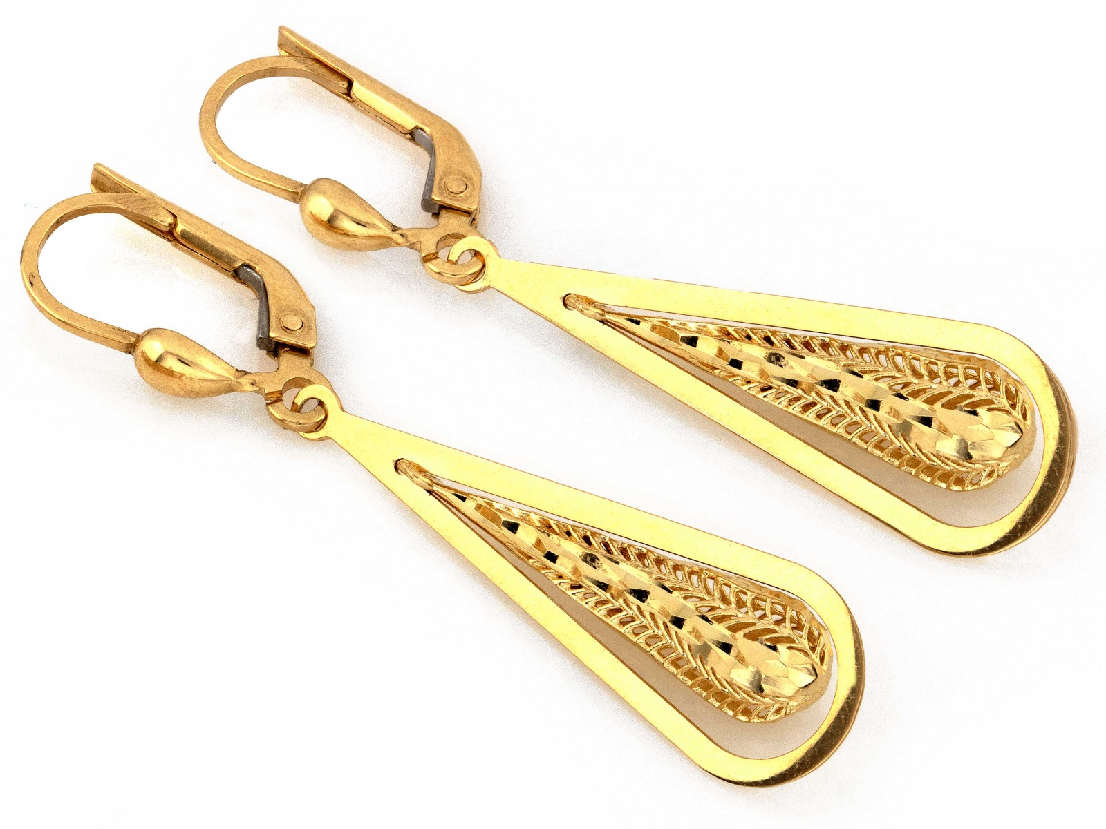 Náušnice Ze Zlata 585, závěsné mačičky s pohyblivým středem