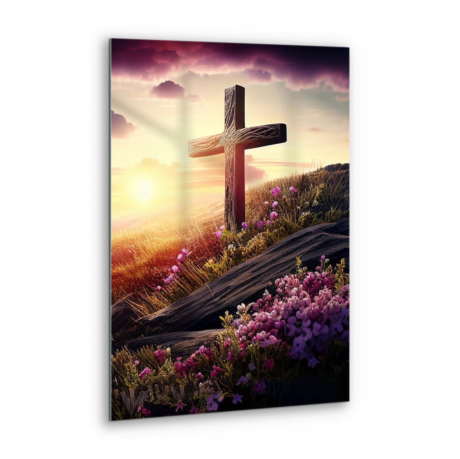 Obraz Tvrzený Sklo Kříž na kopci náboženský