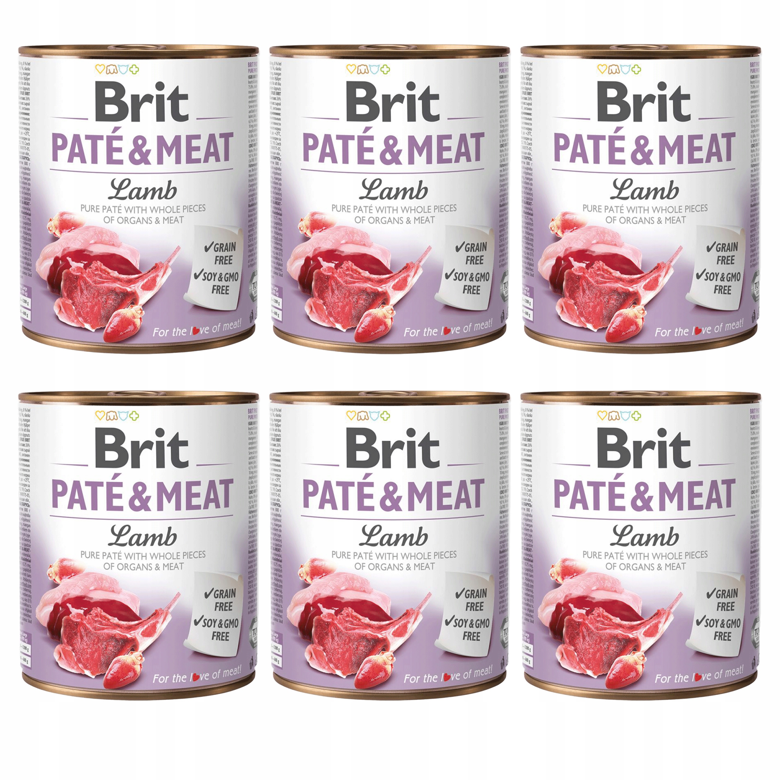 Levně Brit Pate & Meat Krmivo pro mokré psy Jehněčí 6x800g