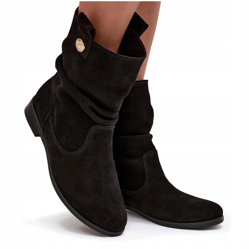 Dámské Kotníkové Boty S Řasením A Plochým Podpatkem Zazoo 4210 Černé 35