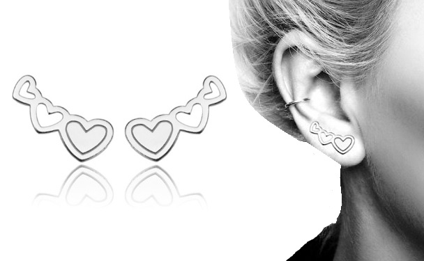 

Kolczyki Gwiazd Celebrytki Nausznice Serca Srebro