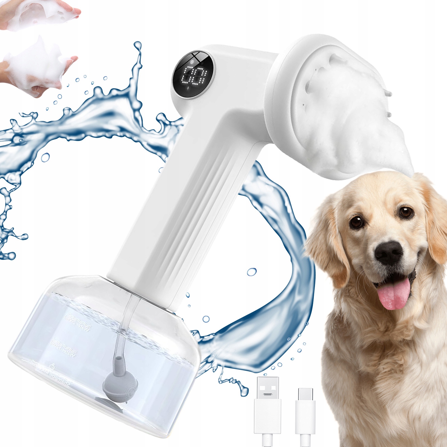 Levně Profesionální Kartáč Na Mytí Psa, Rozprašovač Na Pěnu, Dva Režimy, 300 ML