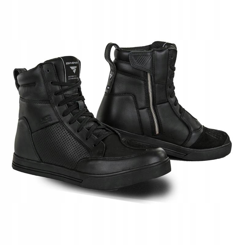 Trampki buty motocyklowe skórzane SHIMA BLAKE BLACK czarny GRATISY Rozmiar 42
