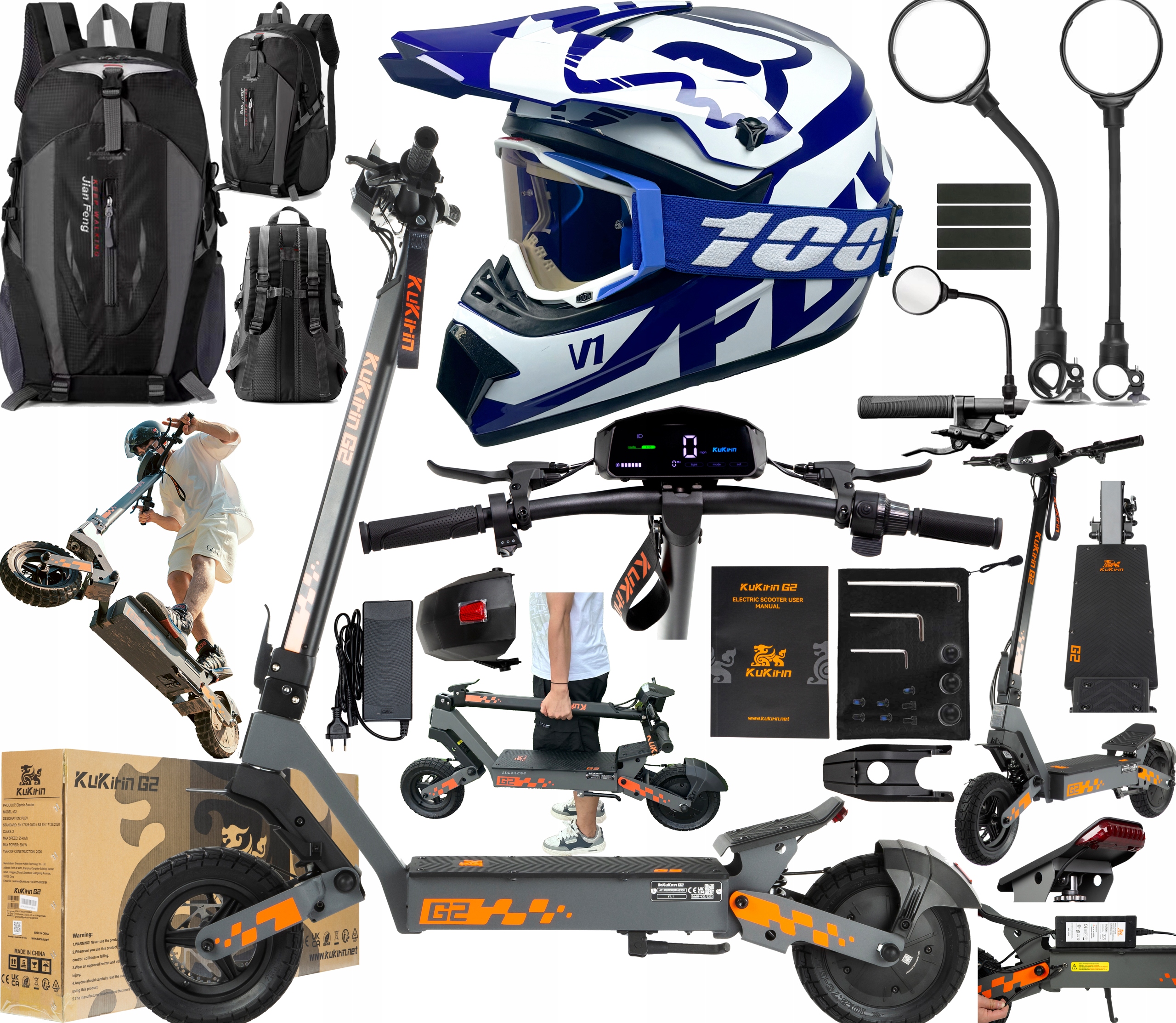 2026 KuKirin G2 Elektrická vozidla 48V 15Ah 800W 45KM/H 55KM 10" +Dárek