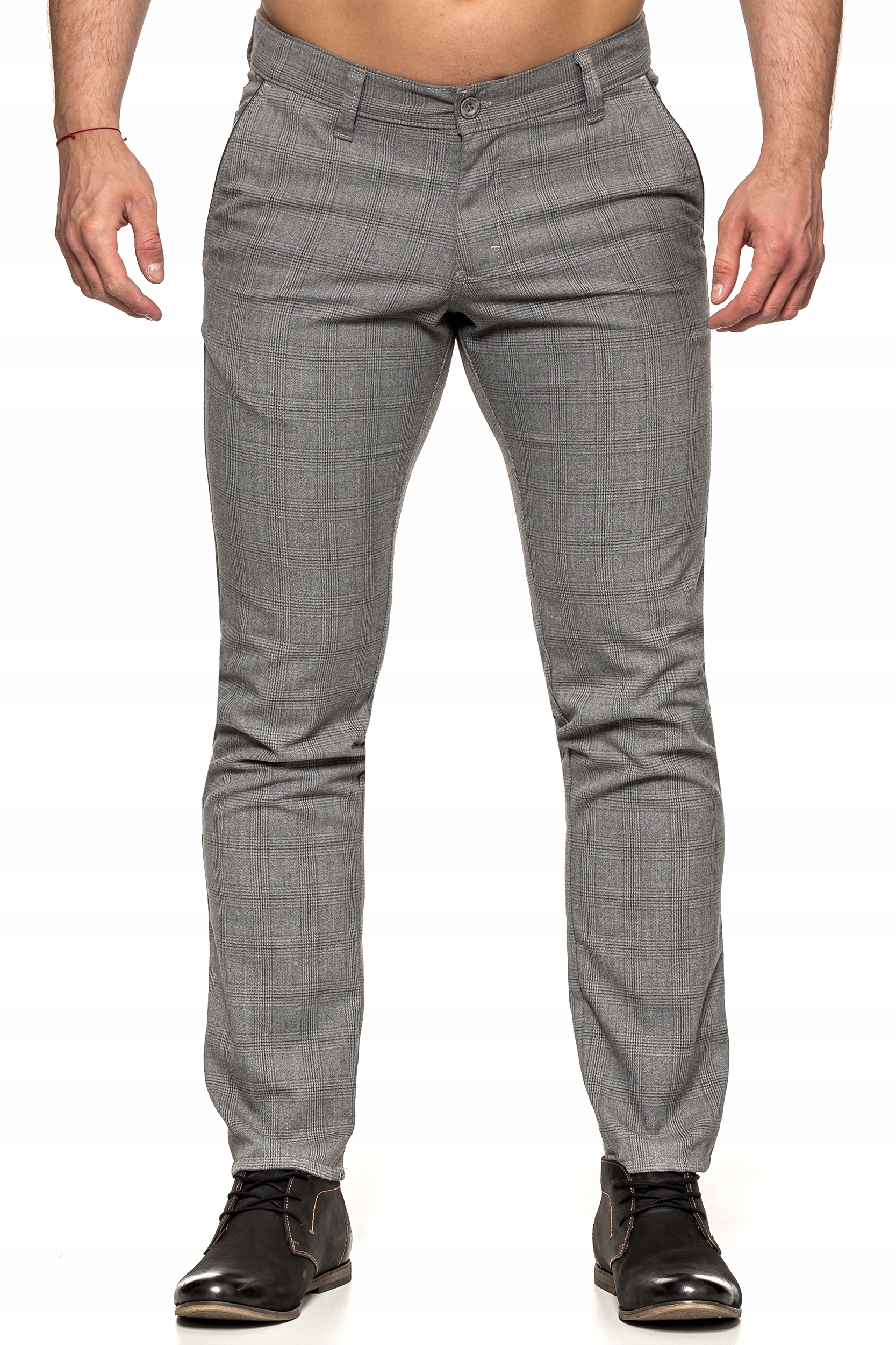 SPODNIE MĘSKIE W KRATĘ VANKEL JEANS 090 -116cm/L32 Model 090