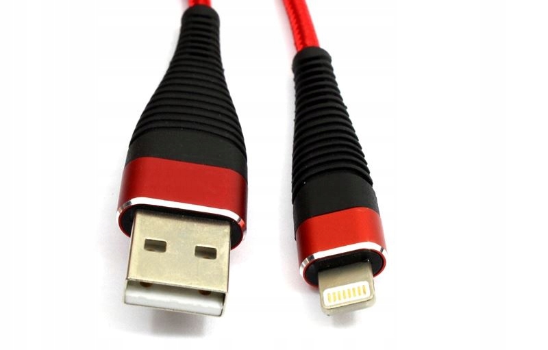 Kabel DO IPHONE SZYBKIE ŁADOWANIE nylon 2m czerwon Zgodność ze standardem Quick Charge 3.0
