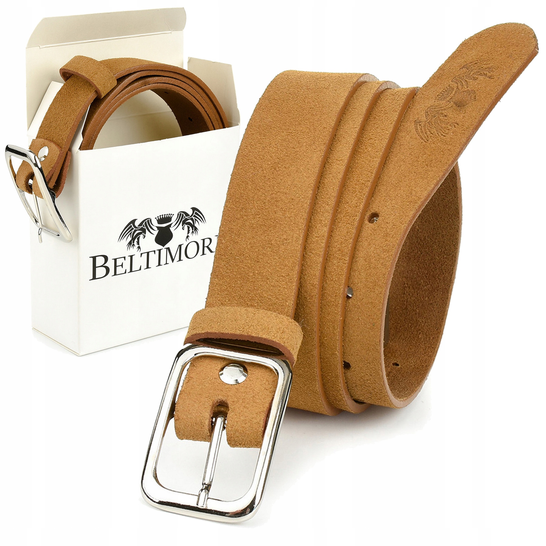 

Pasek zamszowy damski do spodni wąski Musztardowy