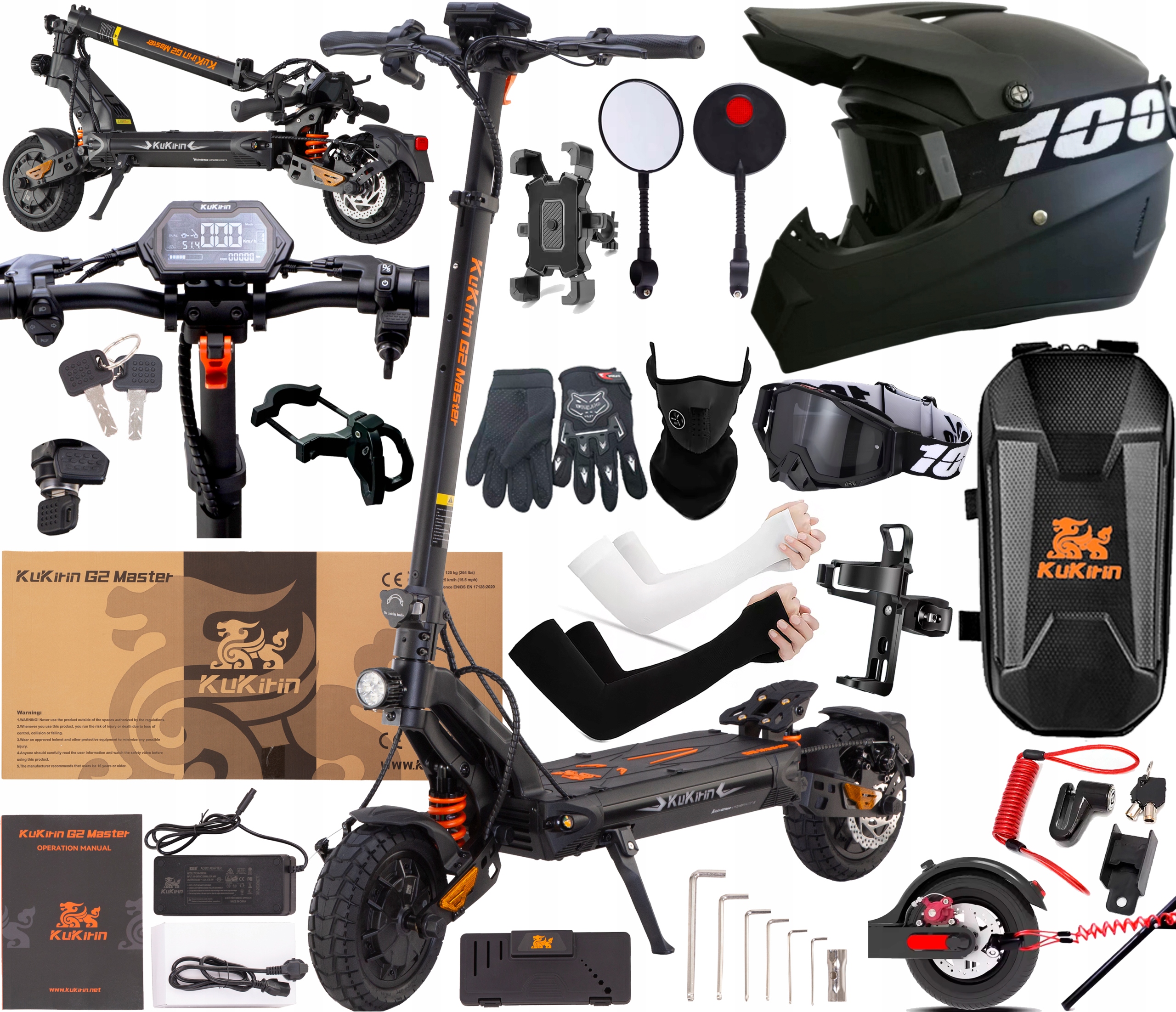 KuKirin G2 Master 2000W 52V 20,8AH 60KM/H 70KM 10" Terénní +11 Dárek Pl