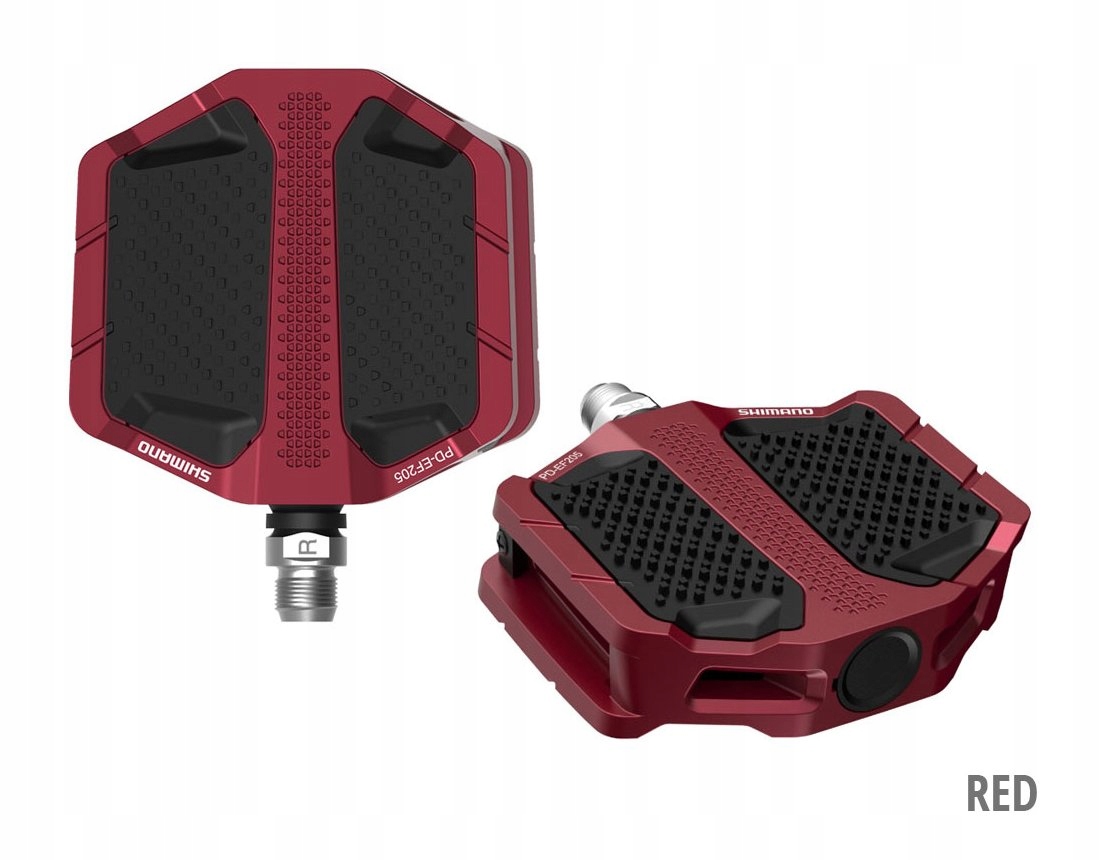 Platformové pedály na kolo Shimano PD-EF205 červené
