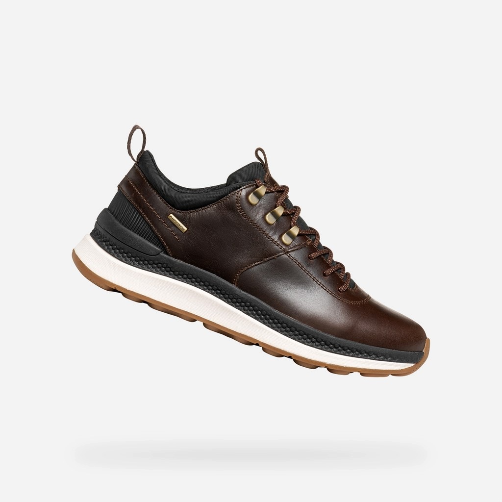 Geox Tmavě hnědé pánské tenisky Geox Spherica Actif X2
