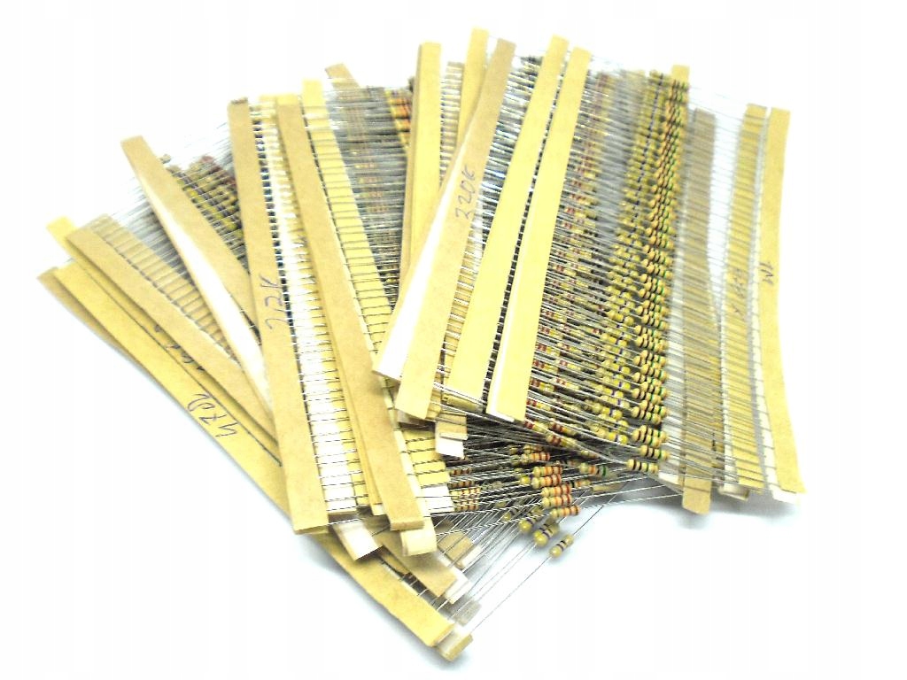 Zestaw rezystorów THT opornik 0.25w 1000szt 20x50szt + box SMD nie