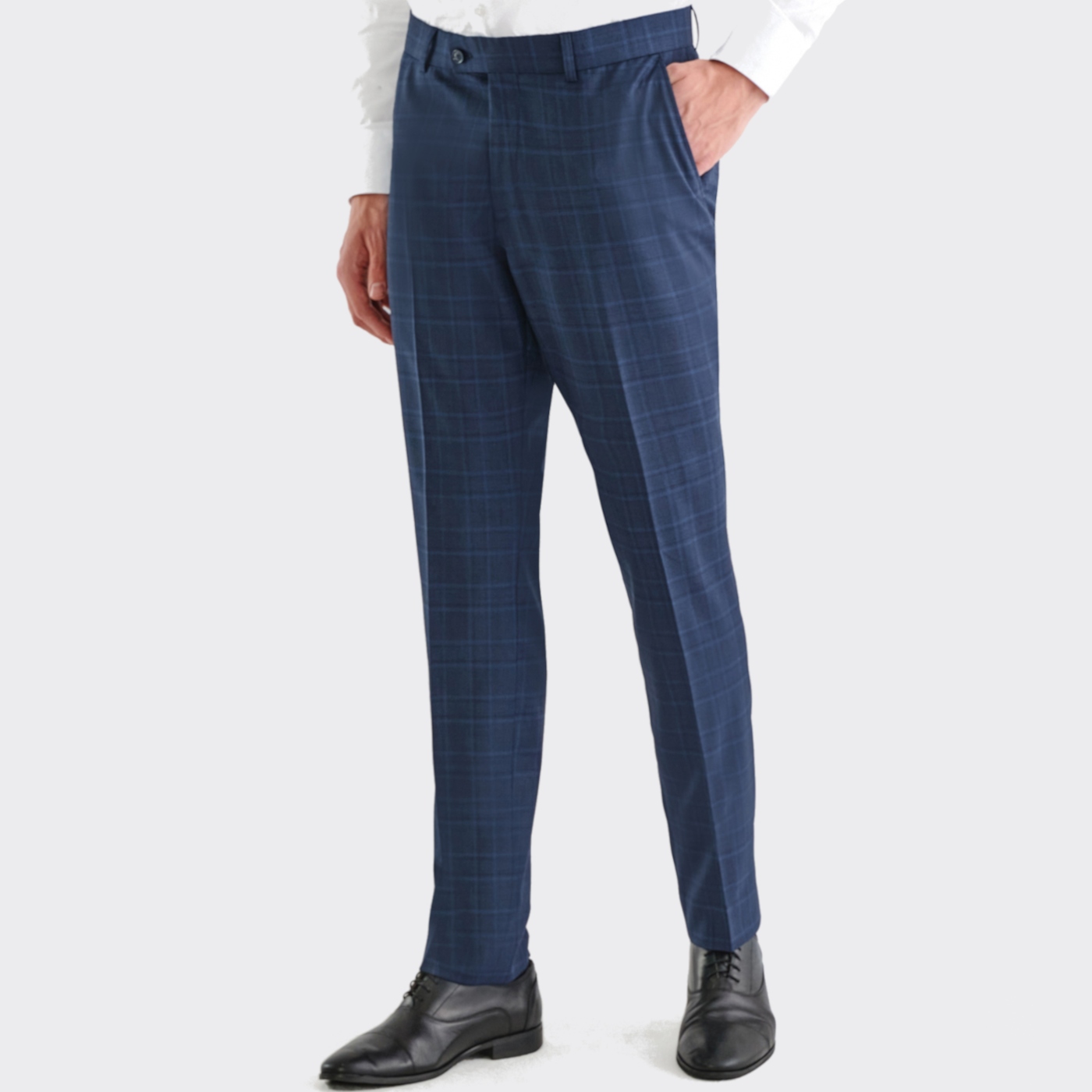 Tmavě modré kostkované oblekové kalhoty Slim Fit Pako Lorente 182/100