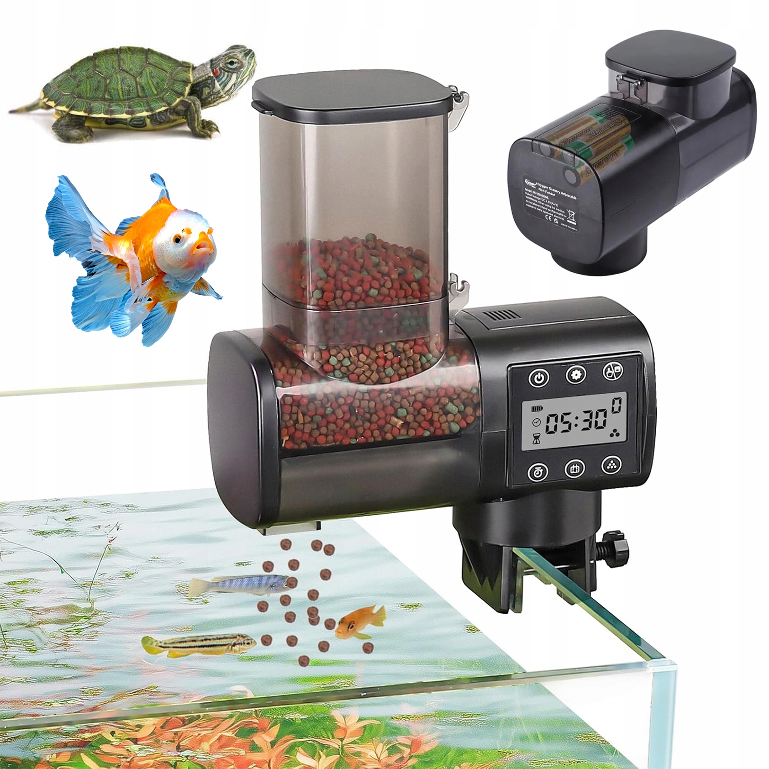 Automatické Krmítko Pro Ryby Do Akvária 500 ML LCD 6KRÁT Denně Dárek